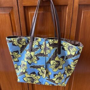 Charming Charlie Floral Blue and Yellow Tote Bag